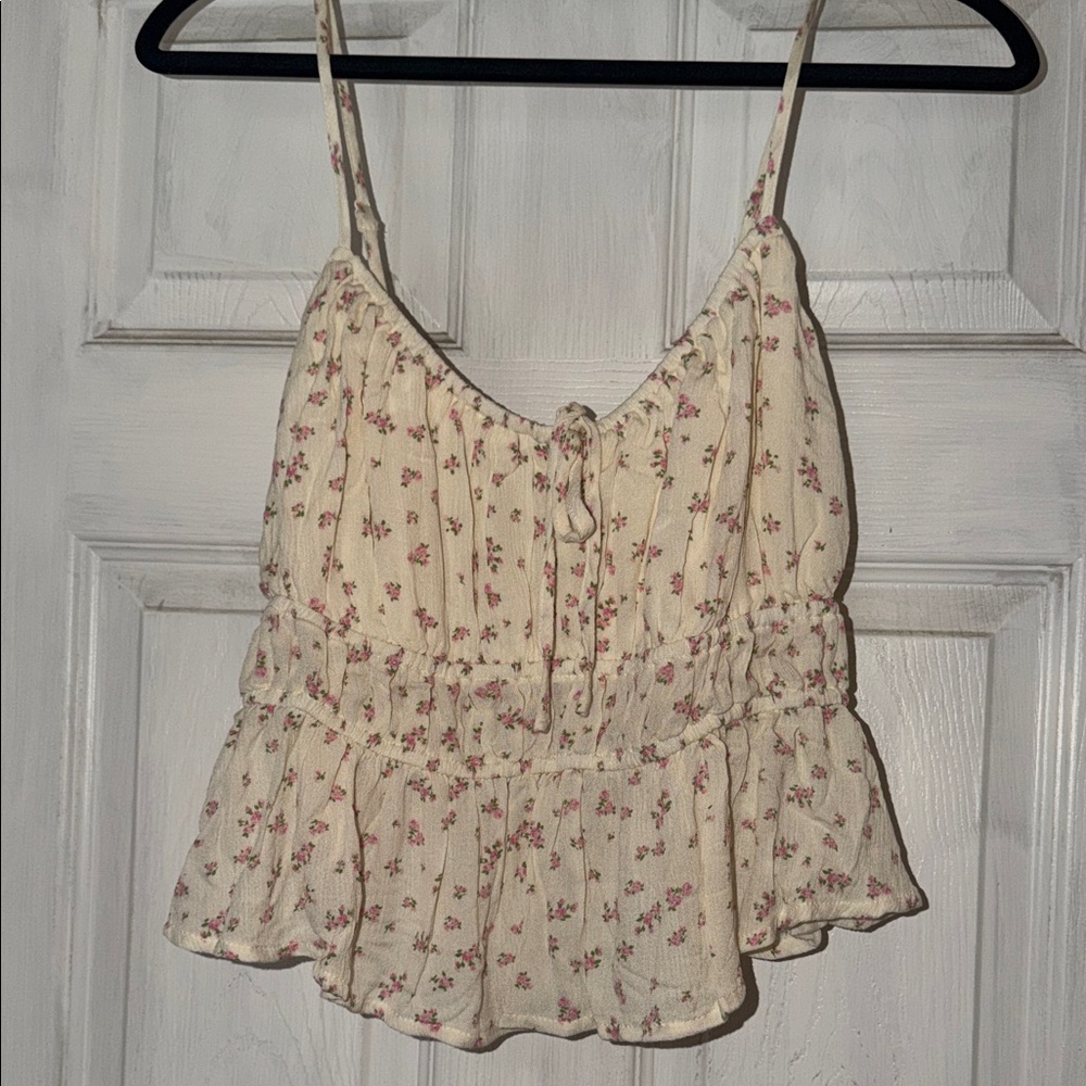 Torrid Cream Floral Ruffle Cami Top